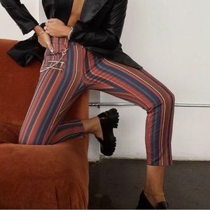 WEWOREWHAT Retro Rocker Low Rise Jagger Stripe Deep Cognac Jeans  29 NWT